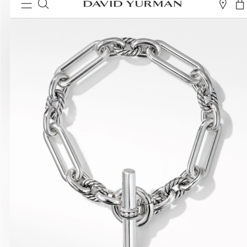 David Yurman Lexington Sterling Silver Bracelet with Pave diamonds